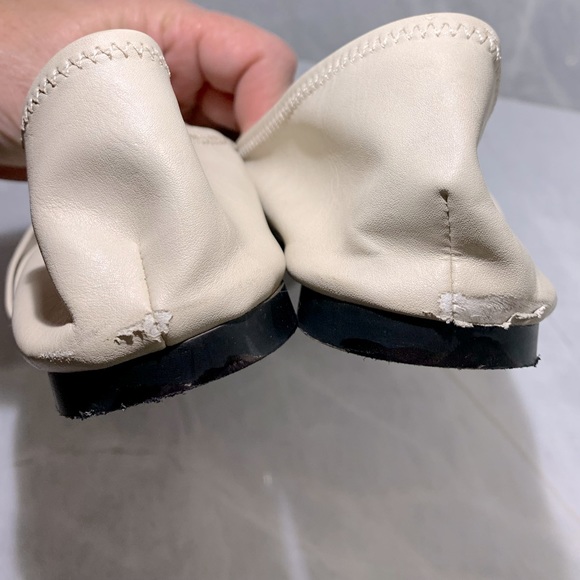 Zara cream leather soft back ballet flats  with top knot size 39 - Picture 5 of 9